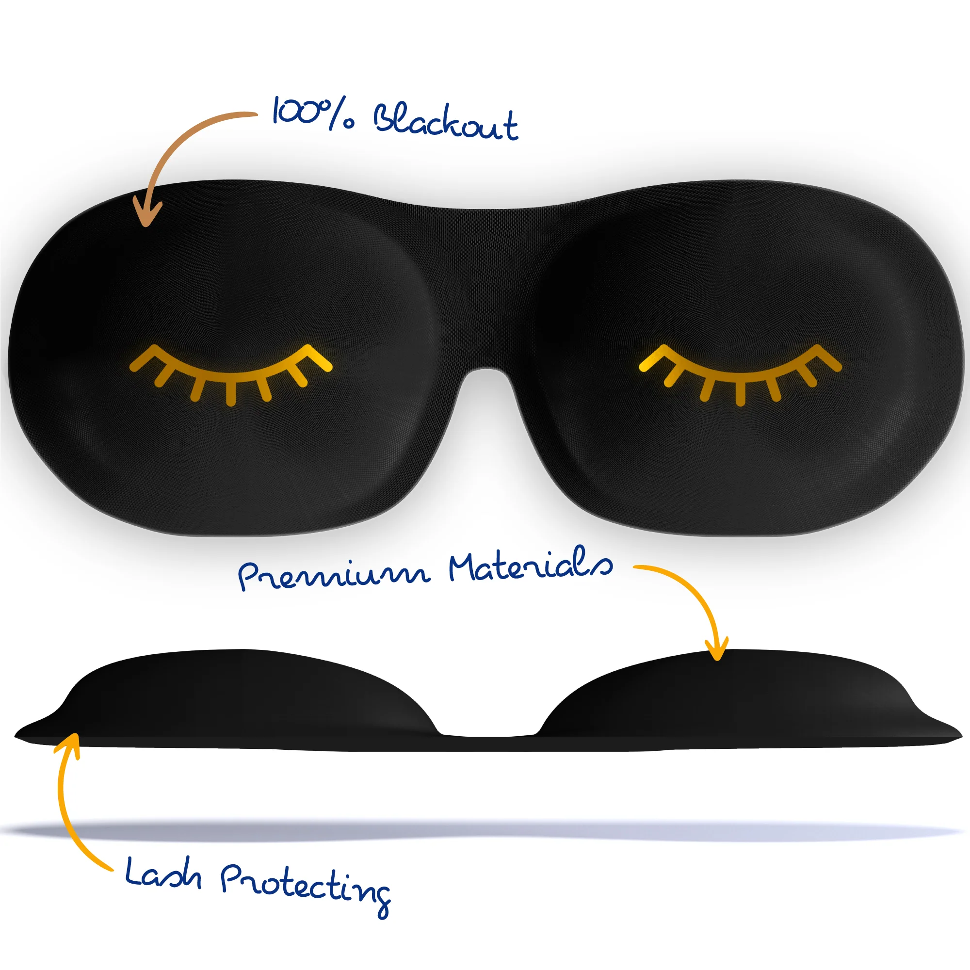 Contoured 3D Blackout Sleep Mask - Wink Print, Black - Image 5