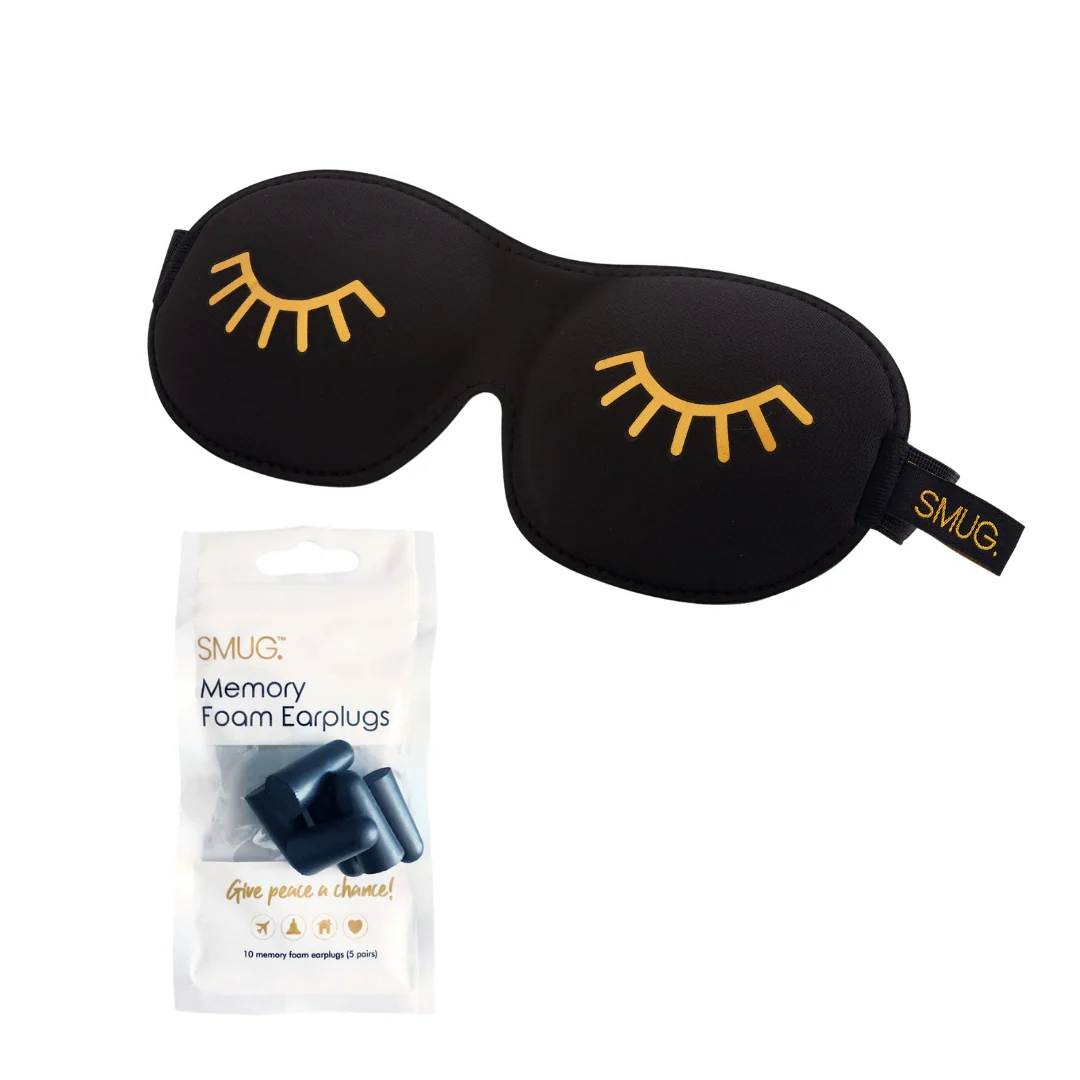 Contoured 3D Blackout Sleep Mask - Wink Print, Black - Image 6