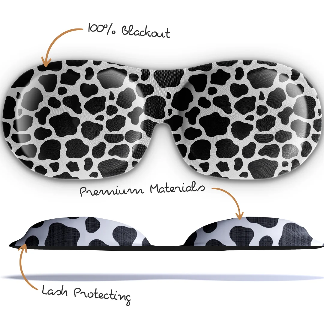 Contoured 3D Blackout Sleep Mask - Cow Print - Image 5