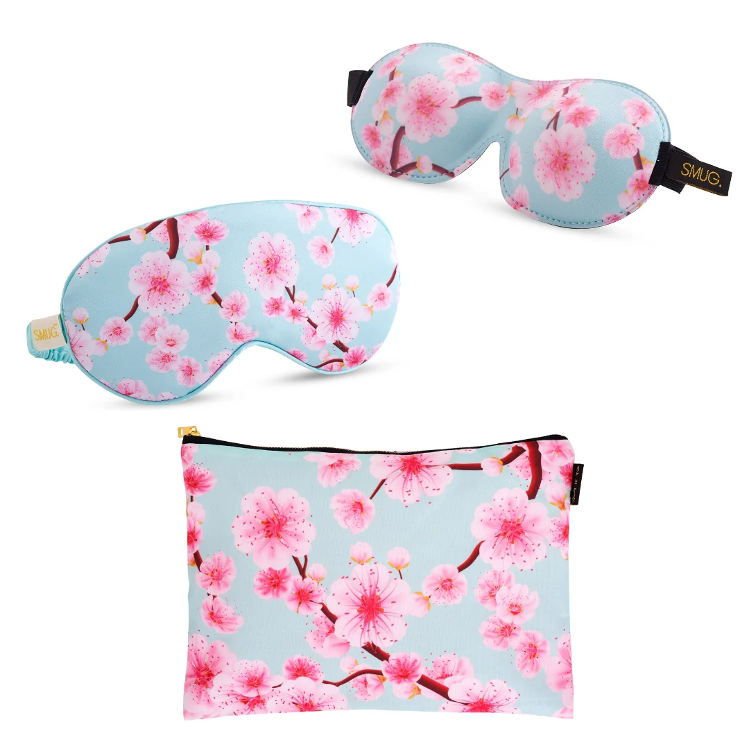 Contoured & Satin Sleep Mask Double Pack & Accessories Bag Set - Various Prints - Image 10