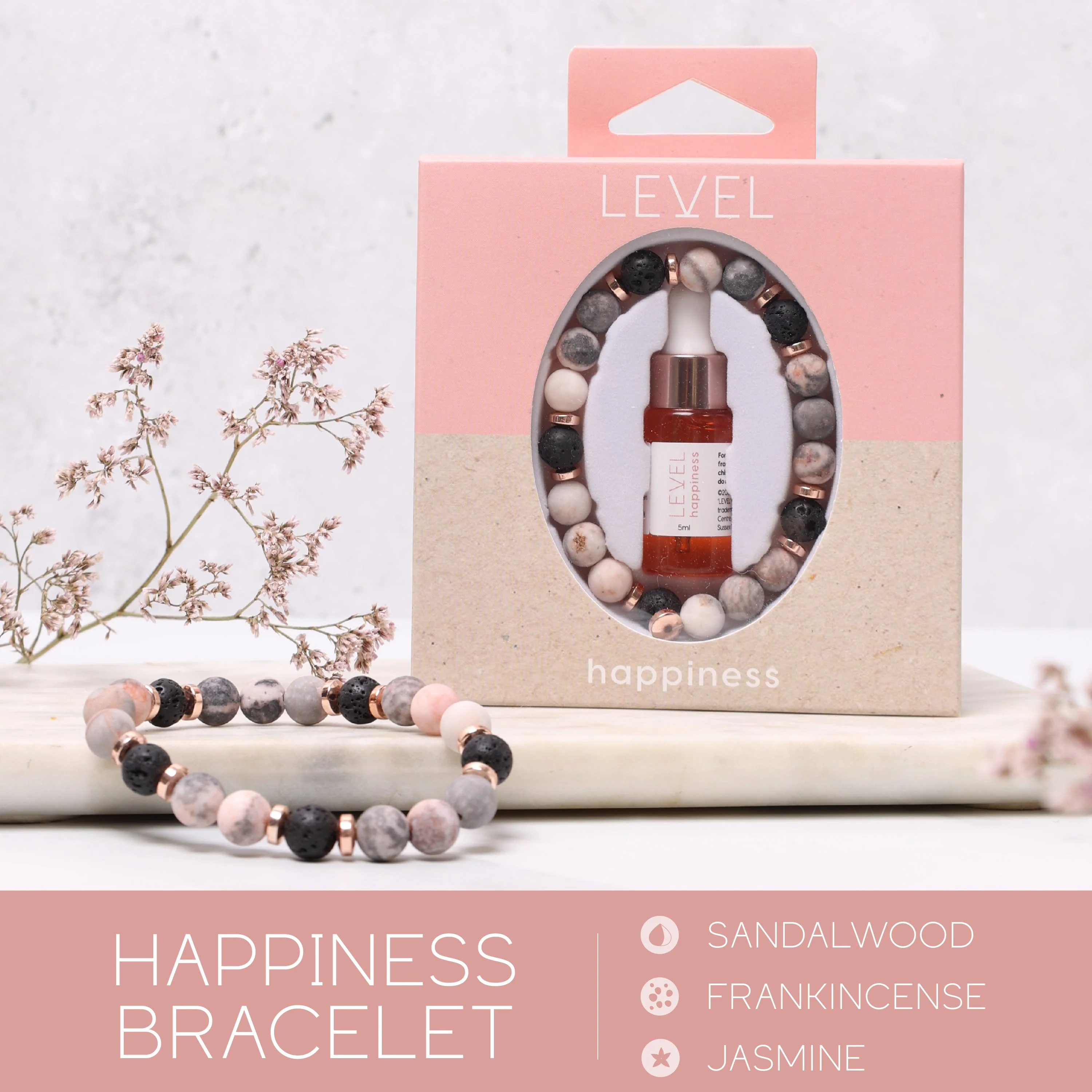 Lava Bead Aromatherapy Bracelet Set- Centre & Happiness - Image 4