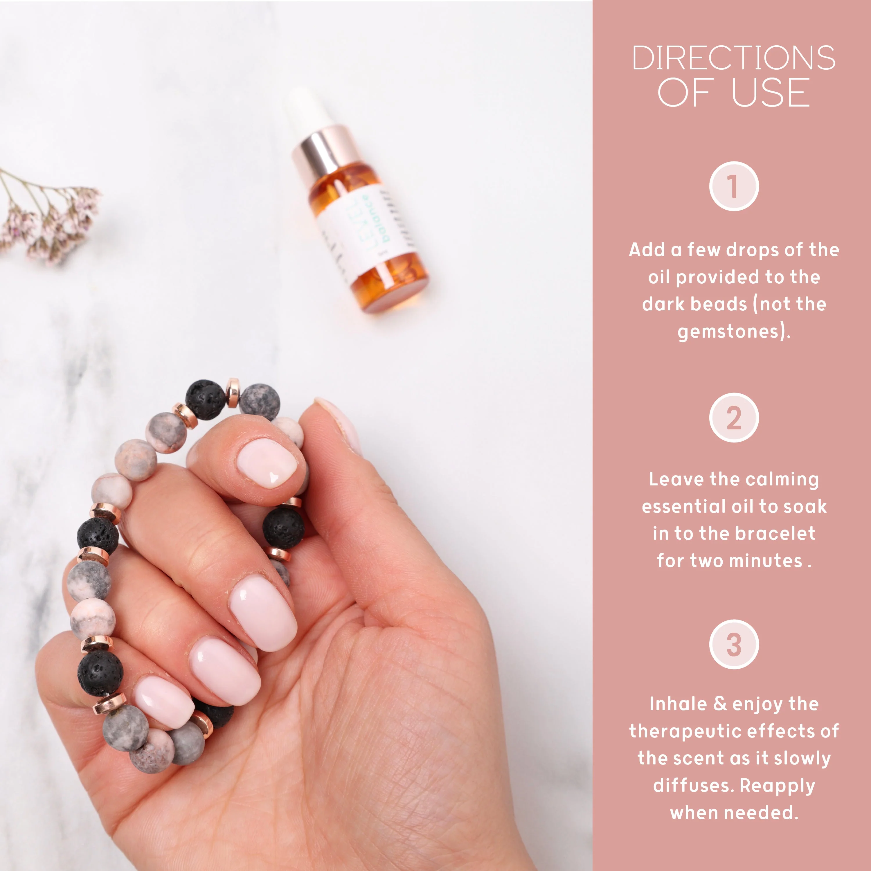Lava Bead Aromatherapy Bracelet Set - Happiness, Centre & Balance - Image 7