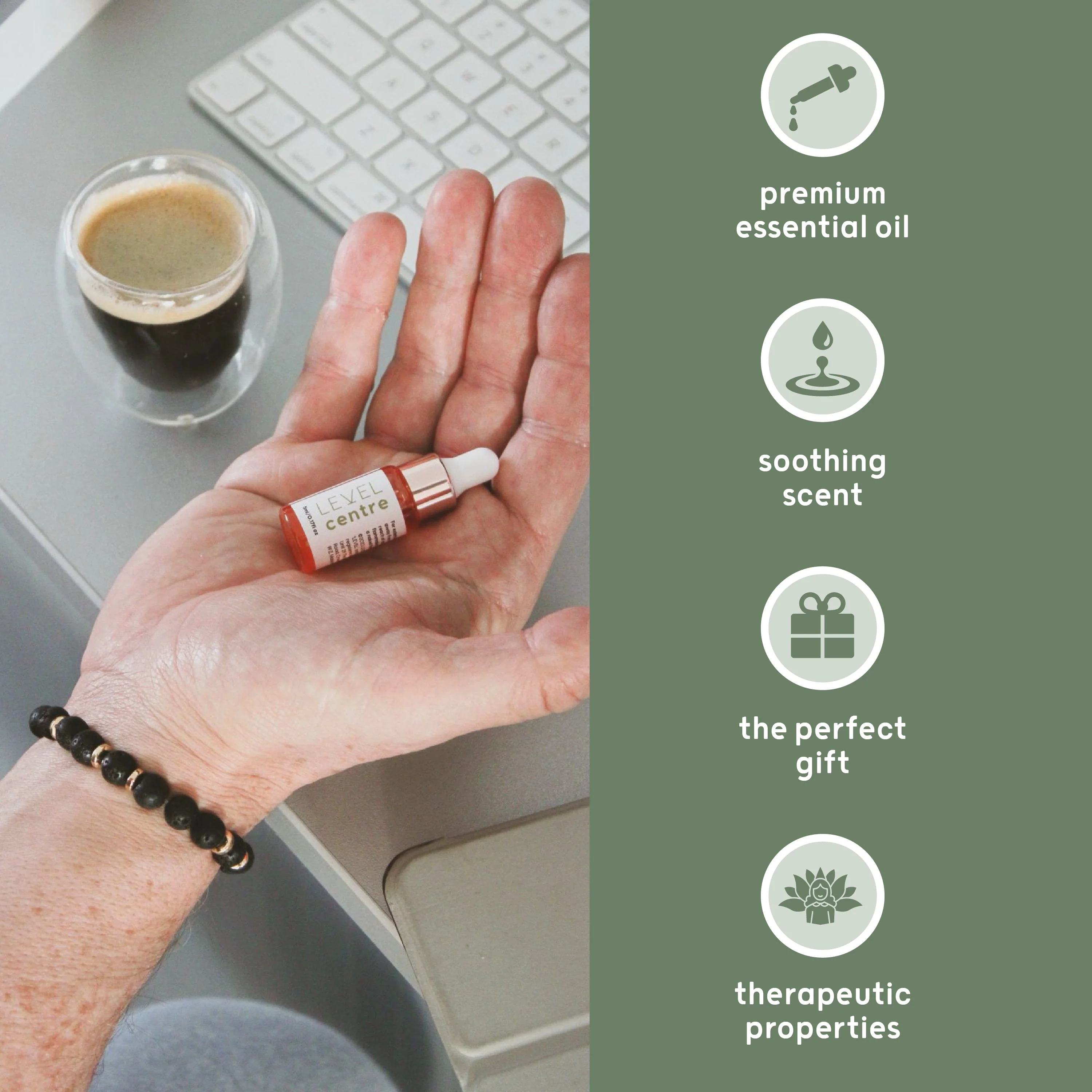 Lava Bead Aromatherapy Bracelet with Essential Oil - Centre - Image 4