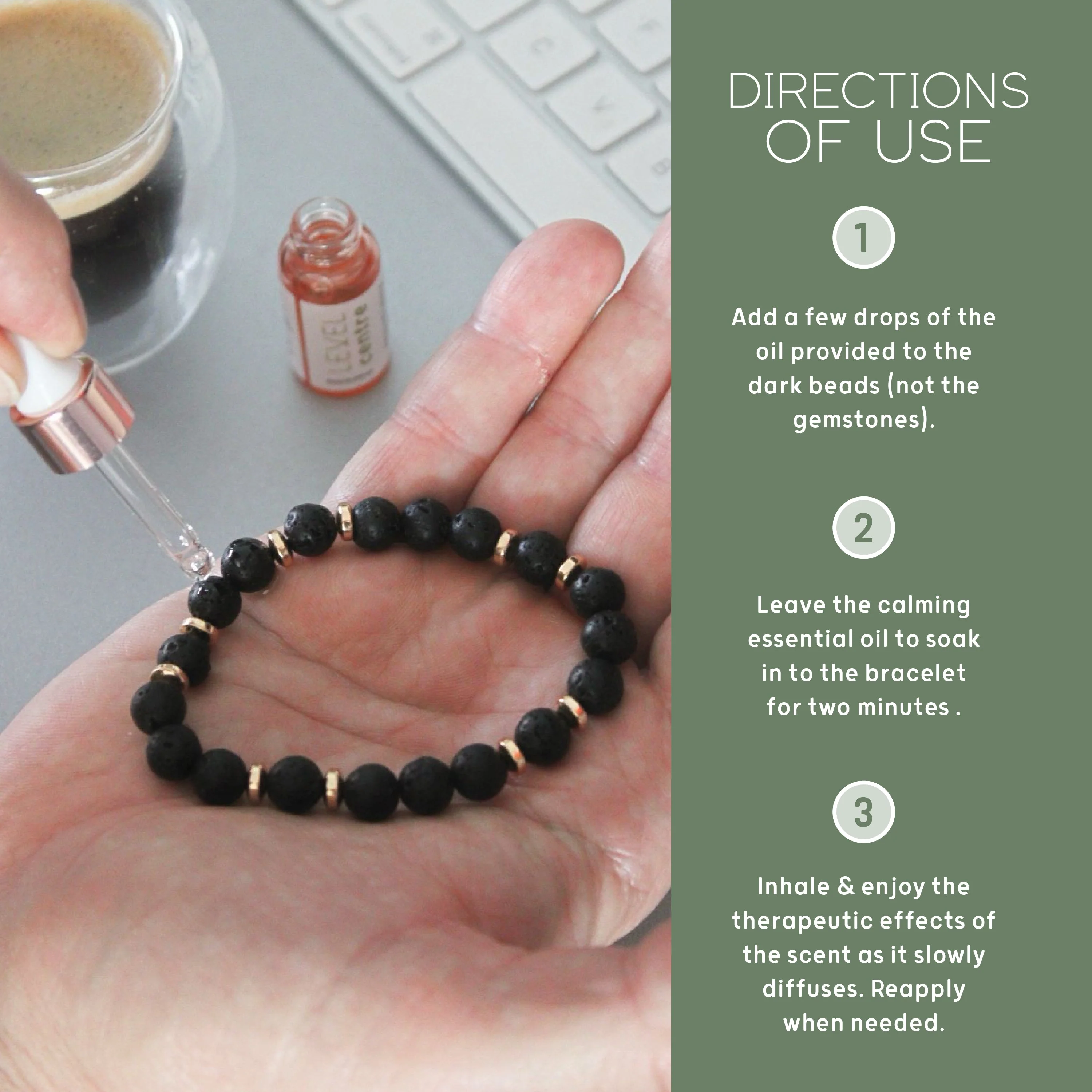 Lava Bead Aromatherapy Bracelet with Essential Oil - Centre - Image 7