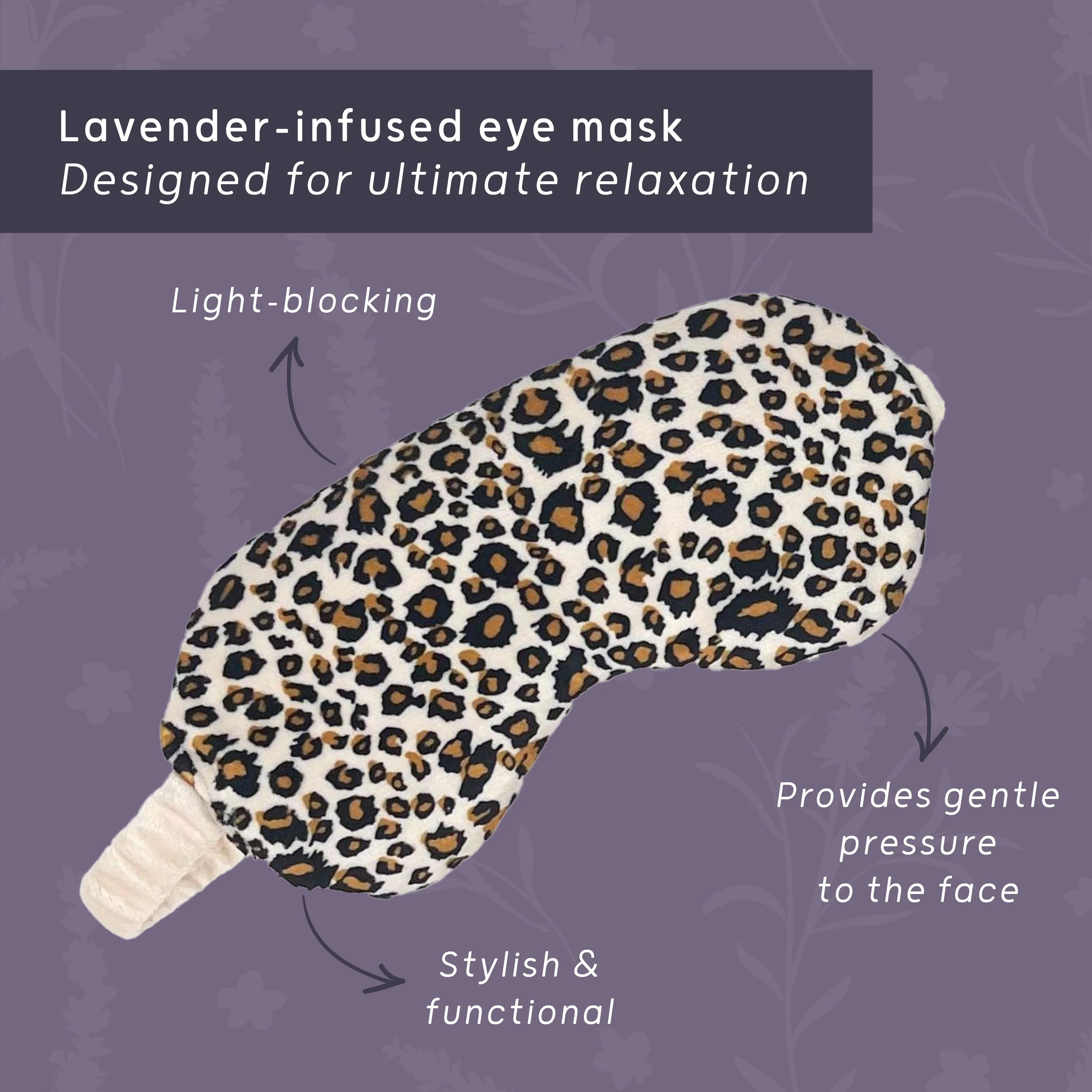 Lavender Deep Pressure Therapy Eye Mask - Leopard Print - Image 3