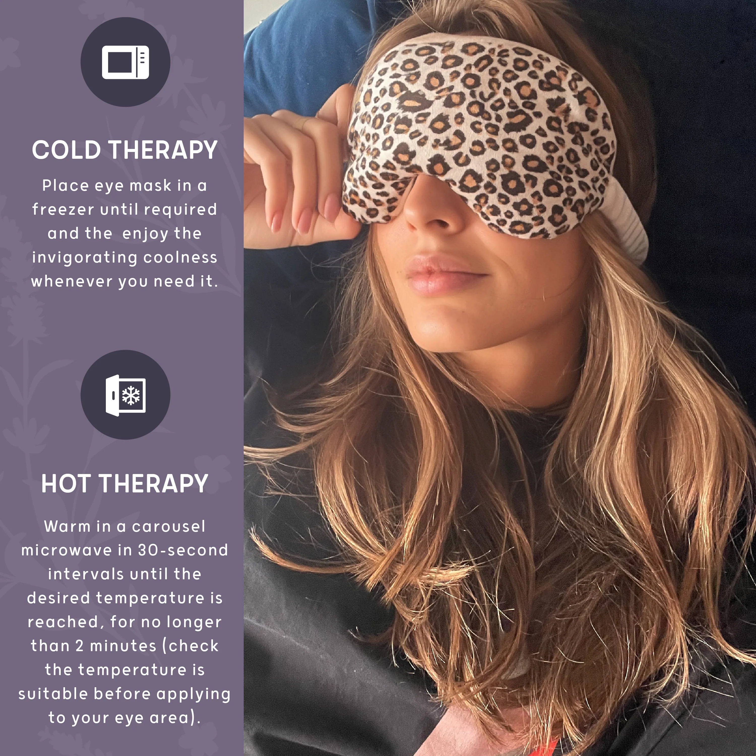 Lavender Deep Pressure Therapy Eye Mask - Leopard Print - Image 4