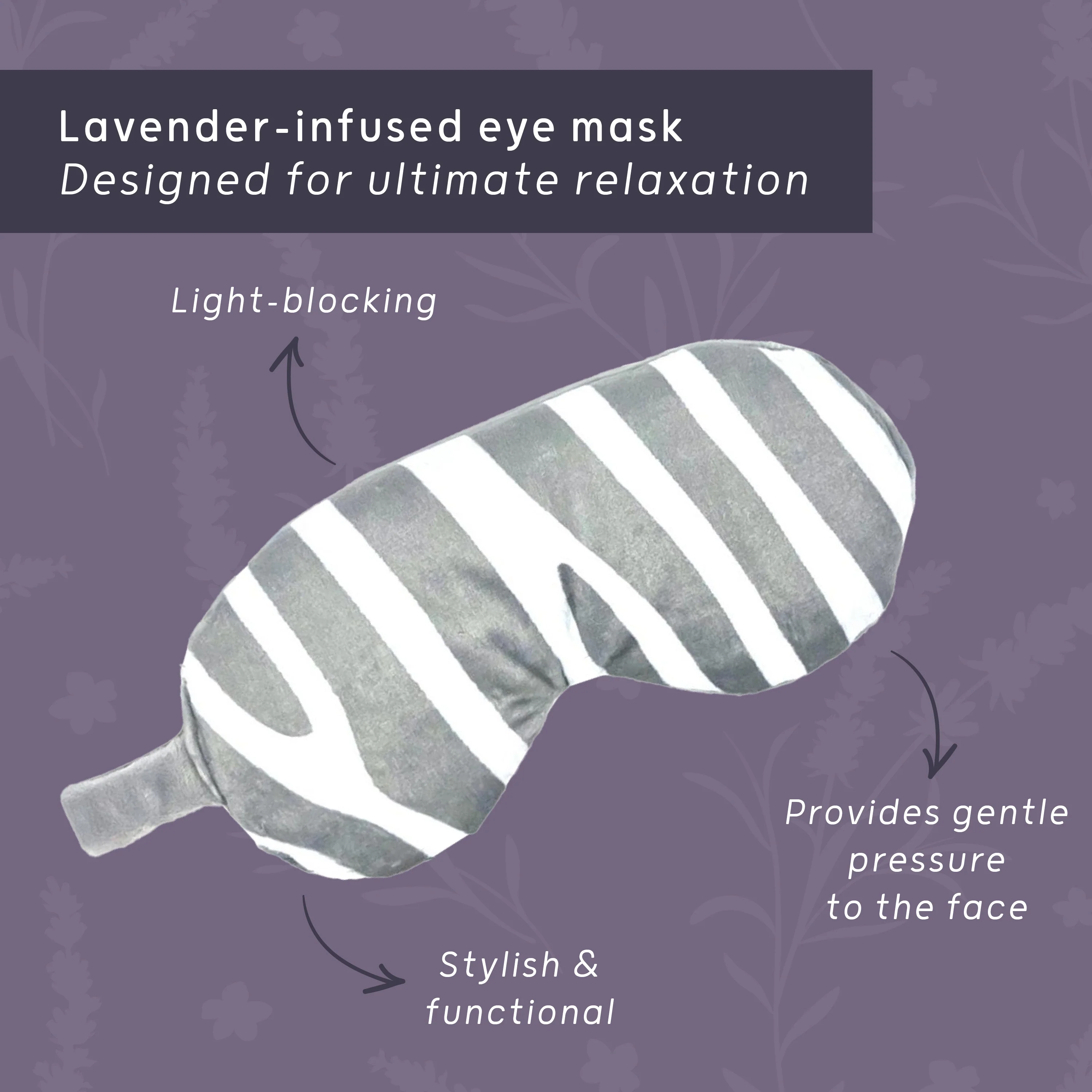 Lavender Deep Pressure Therapy Eye Mask - Zebra Print - Image 3