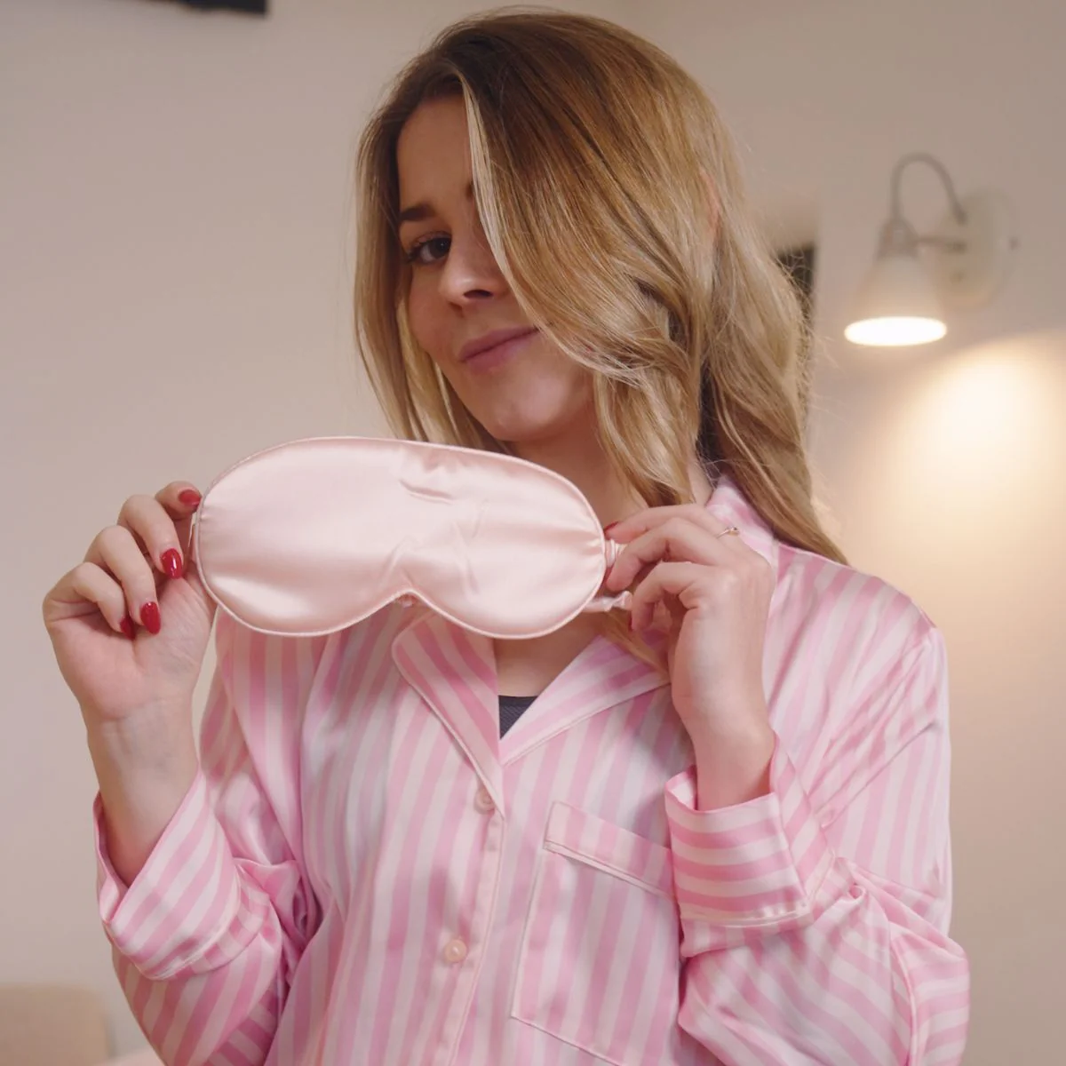 Satin Sleep Mask - Pink - Image 3