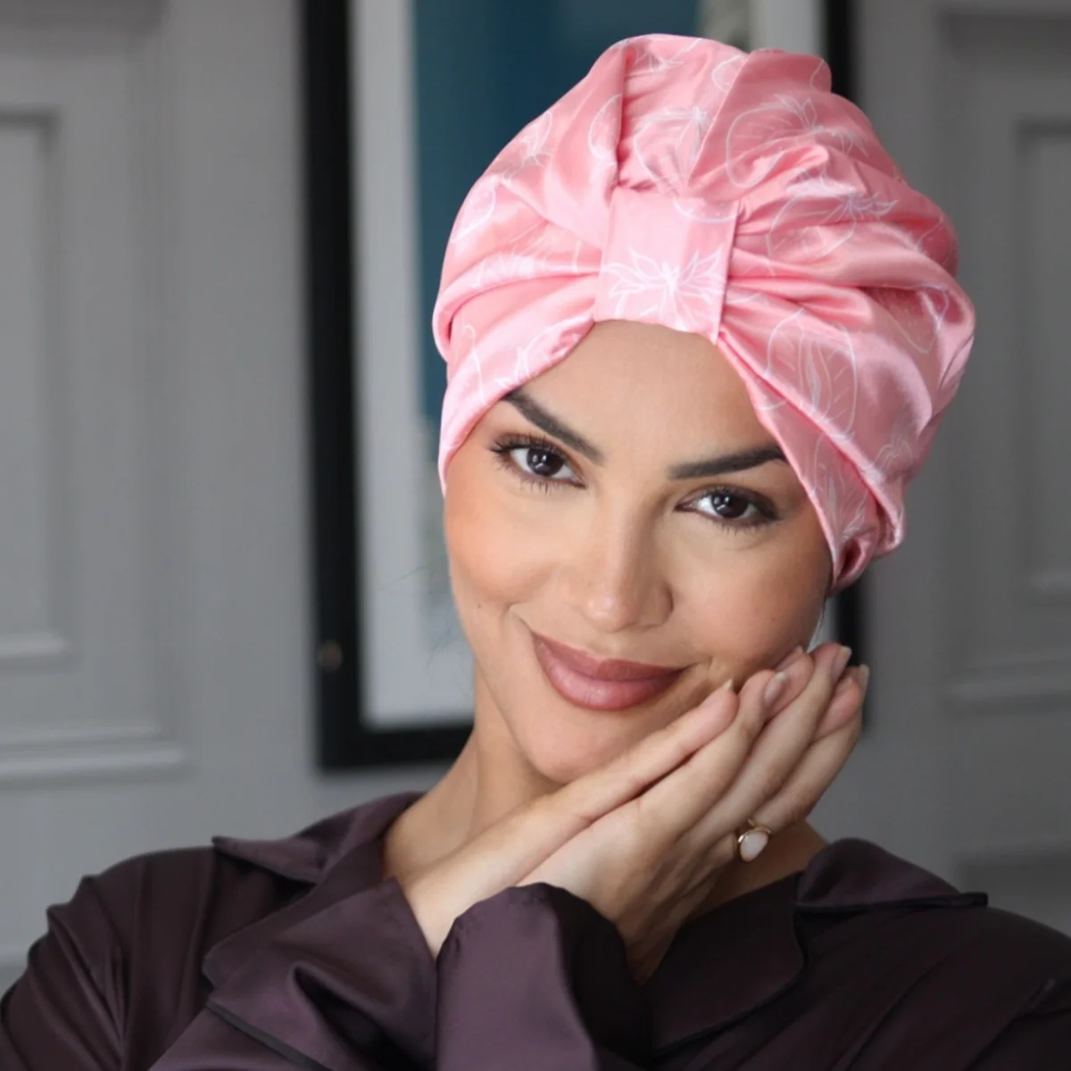 Satin Sleep Turban, Strawberry Surprise - Image 3